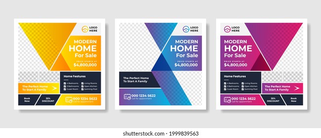 Real Estate Social Media Post Template, Editable Post Template Social Media Banners design