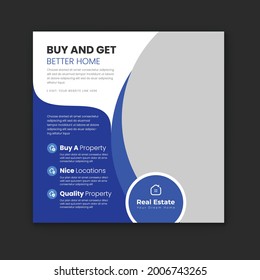 Real Estate Social Media Post Template Design. Home Sale social media banner design