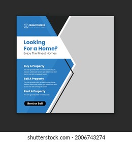 Real Estate Social Media Post Template Design. Home Sale social media banner design