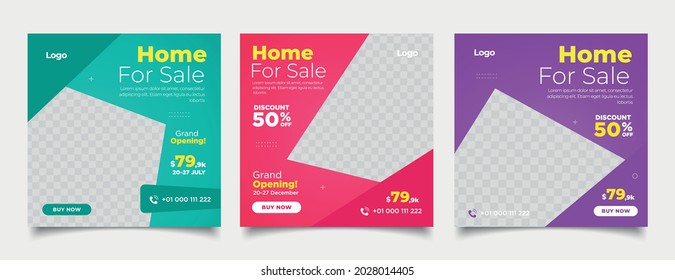 Real Estate Social Media Post Template. Elegant of Real Estate or Home Sale Social Media Promotion	
