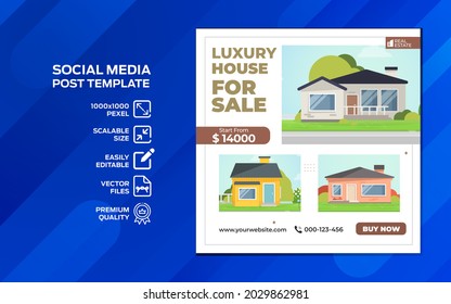 Real Estate Social Media Post Template. Real Estate or Home Sale Social Media Promotion, Square flyer design Template. Editable Post Template Social Media Banners.