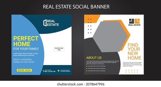 Real Estate Social Media Post Template, Social Media Banners, Editable Post Template 