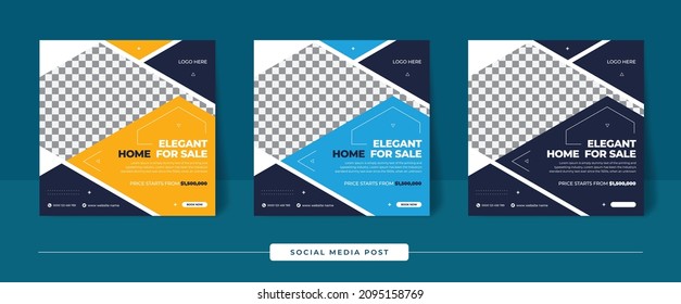 Real estate social media post, real estate web banner template, colorful, elegant design, 