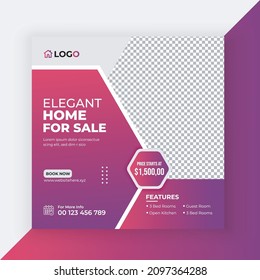 Real Estate Social Media Post Design Template, Modern Home For Sale Social Media Post