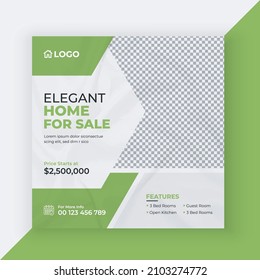 Real Estate Social Media Post Design Template, Modern Home For Sale Social Media Post