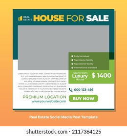 Real Estate Social Media Post Template. Elegant of Real Estate or Home Sale Social Media Promotion, Editable Post Template Social Media Banners For Digital.