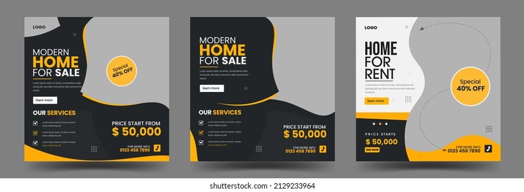 Real estate social media post design set