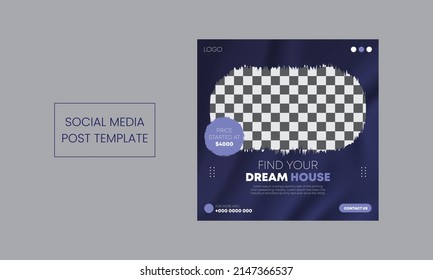 Real Estate Social Media Post Template.Home Sale Social Media Promotion, Real Estate Instagram Post Template. Editable Post Template Social Media Banners