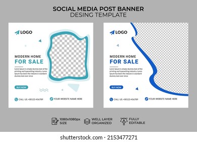 Real Estate Social Media Post Template, Modern Home Sale Social Media Promotion, Square flyer design Template