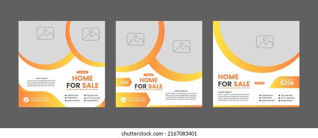 Real Estate Social Media Post Template. Editable Post Template Social Media Banners. Real Estate sale post. Home sale web banner or flyer and social media post template.