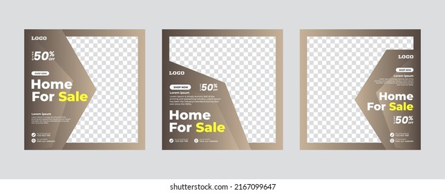 Real Estate Social Media Post Template. Editable Post Template Social Media Banners. Real Estate sale post. Home sale web banner or flyer and social media post template.