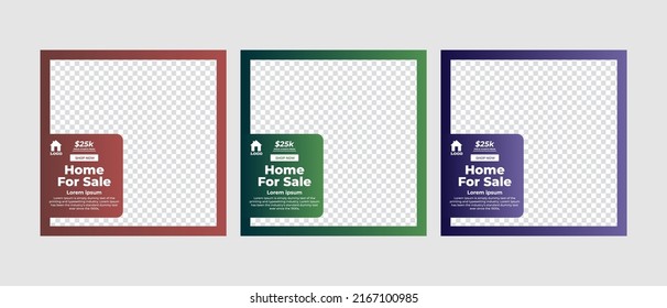 Real Estate Social Media Post Template. Editable Post Template Social Media Banners. Real Estate sale post. Home sale web banner or flyer and social media post template.