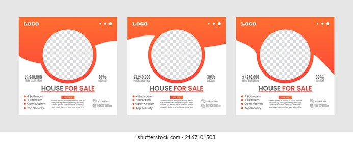 Real Estate Social Media Post Template. Editable Post Template Social Media Banners. Real Estate sale post. Home sale web banner or flyer and social media post template.