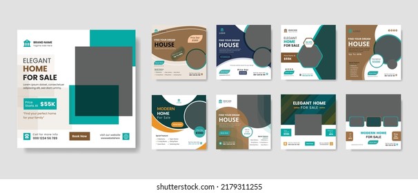 Real Estate Social Media Post Template Bundle. Real Estate Social Media Post Web Banner. Home Sale Social Media Post Banner