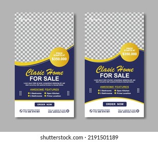 Real Estate Social Media Post Design. Real Estate Or Home Sale Social Media Promotion Instagram Story