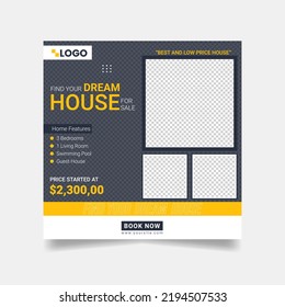 Real Estate Social Media Post Template, Editable Post Template Social Media Banners.