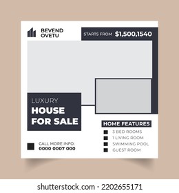 Real Estate Social Media Post Template, Editable Post Template Social Media Banners.