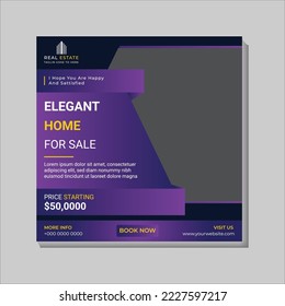 Real Estate Social Media Post Template, Editable Post Template Social Media Banners.