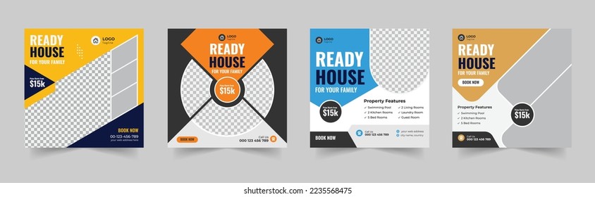 Real Estate Social Media Post Template Bundle, web banner, home repair Post, Home Sale Social Media Poster, house property sale banner, Square story post