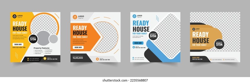 Real Estate Social Media Post Template Bundle, web banner, home repair Post, Home Sale Social Media Poster, house property sale banner, Square story post