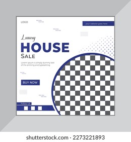 Real Estate Social Media Post Template.Modern home sale banner. House property square poster and Cover Design.Luxury home sale banner with abstract shape for commercial housing, and property.