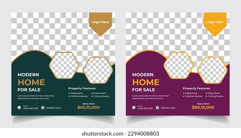Real estate social media post and Square web banner template