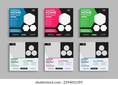 real estate social media post design or property modern house template