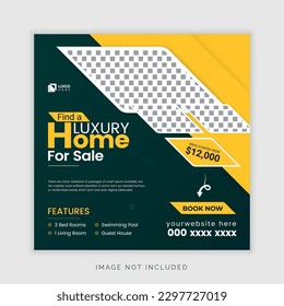 Real Estate Social Media Post Template Banners, Elegant of Real Estate Home Sale Social Media Promotion, Square flyer design template. advertising post marketing and promo social media banners design.