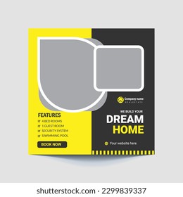 Real Estate Social Media Post Template, Editable Post Template Social Media Banners.