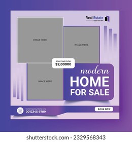 Real estate social media post web banner template	
