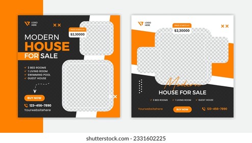 Real Estate Social Media Post Layout template design for house, property, home