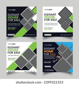 Real estate social media post template set usable for story and web internet ads