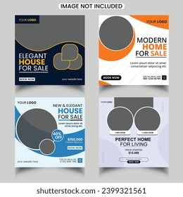Real estate social media post template set usable for story and web internet ads