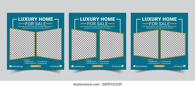 Real estate social media post template or web banner ads design template.