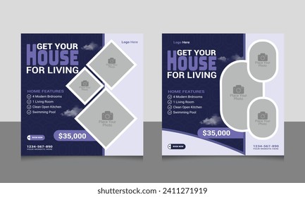 Real estate social media post template, Real estate social media post Design, social media post Design, social media post web banner template