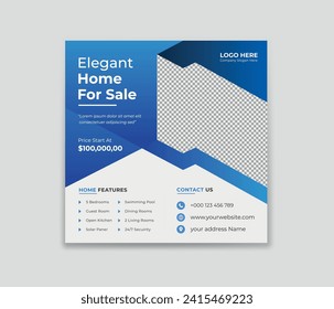 Real Estate Social Media Post Template and promotional web banner design template, Square Banner Design Template, Editable Social Media Banner Post Template Design.