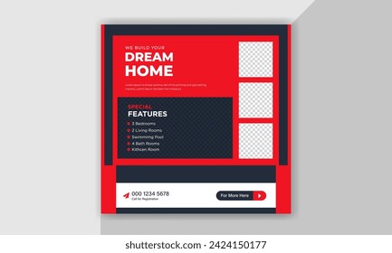 Real Estate Social media post design. Marketing post template. Digital marketing social media post design. Home Sale banner.