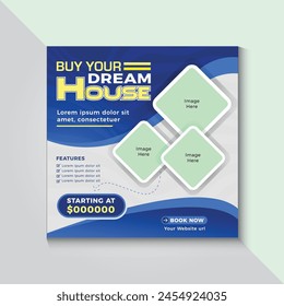 Real Estate Social Media Post and square banner design template