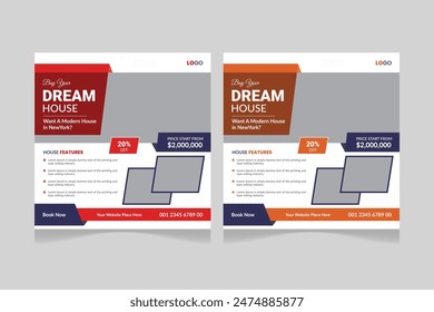Real Estate Social Media Post Template, Editable Modern Home Sale Social Media Promotion, 
Square Banner design Template.