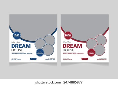 Immobilien Social Media Post Vorlage, Editable Modern Home Sale Social Media Promotion, 
Quadratische Banner Design-Vorlage.