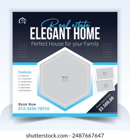 Real Estate Social Media Post Template, Editable Post Template Social Media Banners