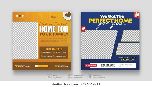 Real Estate Social Media Post Template, Editable Post Template Social Media Banners