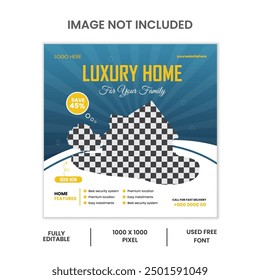 Real Estate Social Media Post Template, Editable Post Template Social Media Banners.Perfect home for sales social media post design.