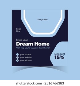 Real Estate Social Media Post Template Design, Editable Post Template Social Media Web Banners