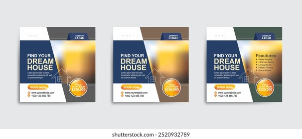 Real Estate Social Media Post Template, Editable Post Template Social Media Banner