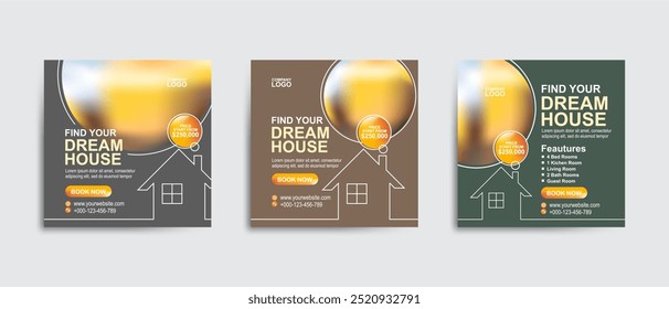 Real Estate Social Media Post Template, Editable Post Template Social Media Banner