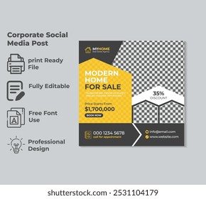 Real Estate Social Media Post Template, Editable Post Template Social Media Banners.
