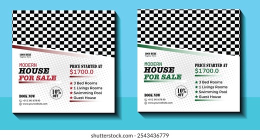 Real Estate Social Media Post Template Design with vector