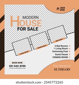 Real Estate Social Media Post Template, Editable Post Template Social Media Banners. home for sale