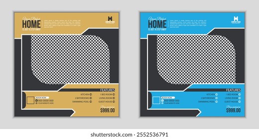 Modelo de postagem de mídia social imobiliária, Bandeiras de mídia social.